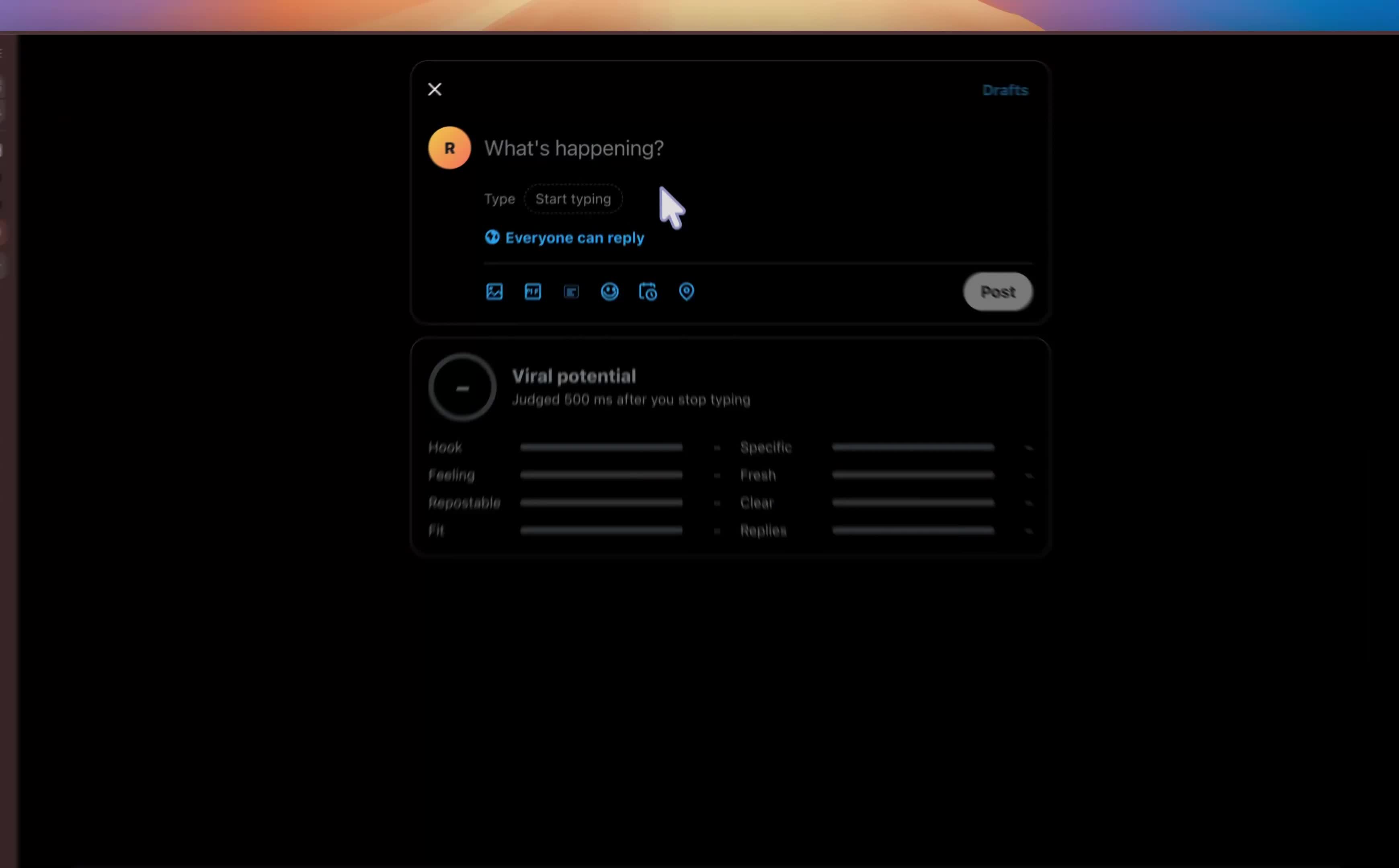 Live viral post analyzer