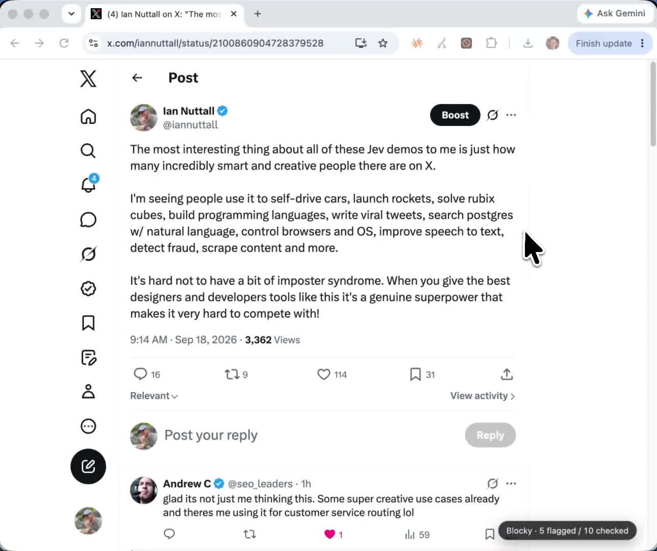 A filter for reply-guy comments