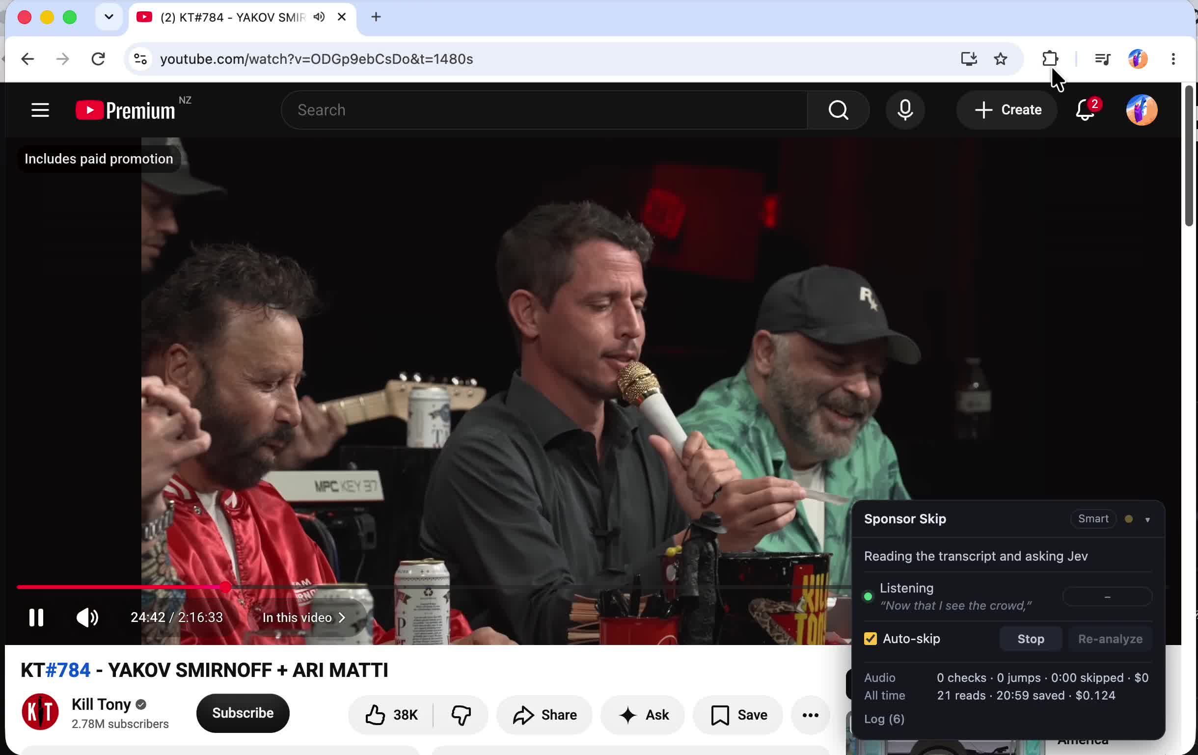 YouTube sponsor skipper